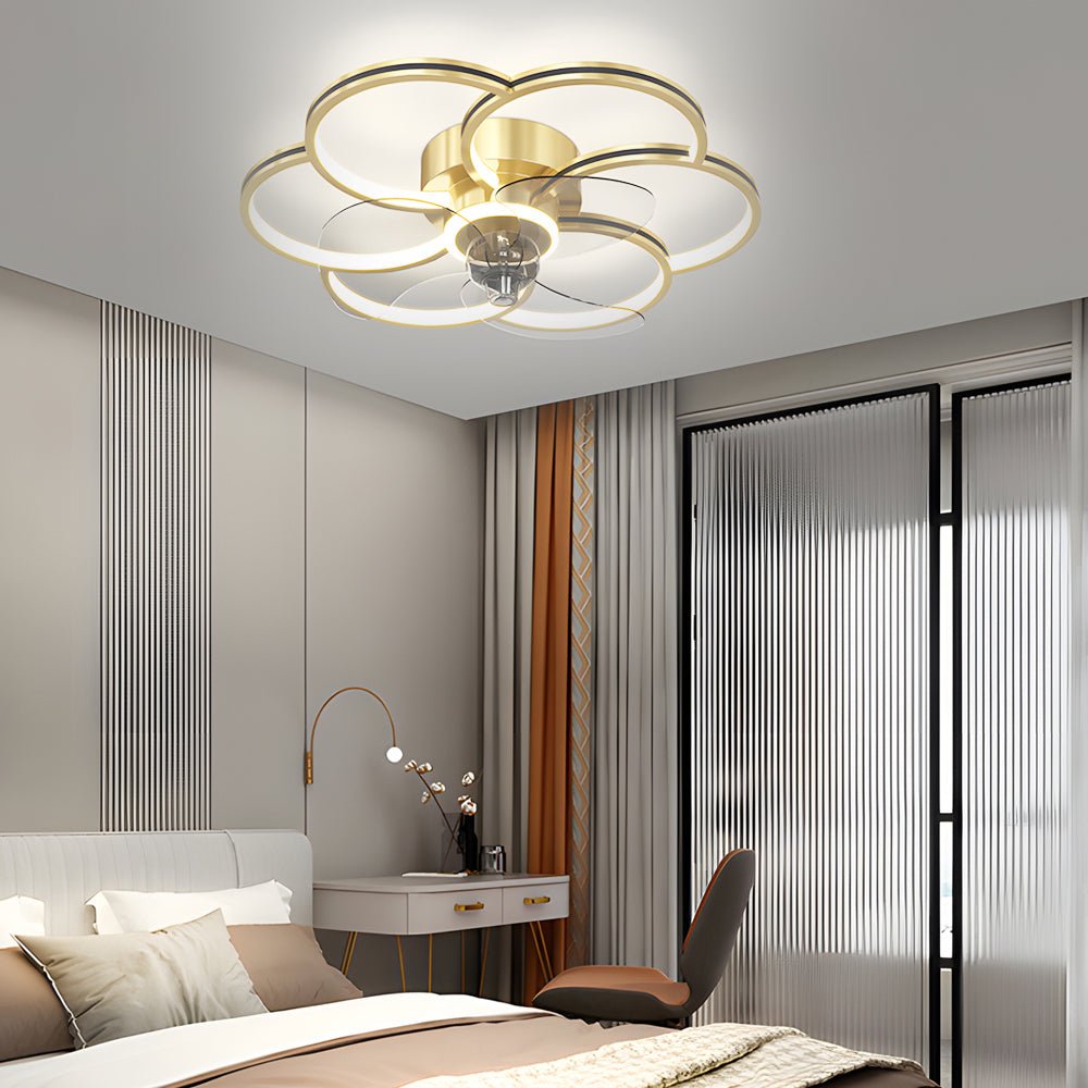 Elegant White Flower LED Ceiling Fan with Light for Modern Living Spaces