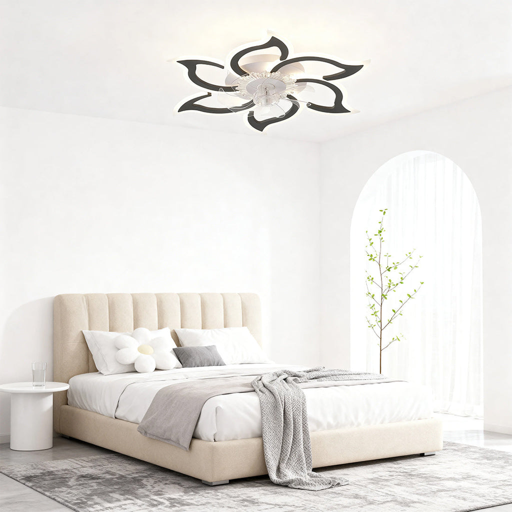 Minimalist White Ceiling Fan Light Fixture for Bedroom or Living Room
