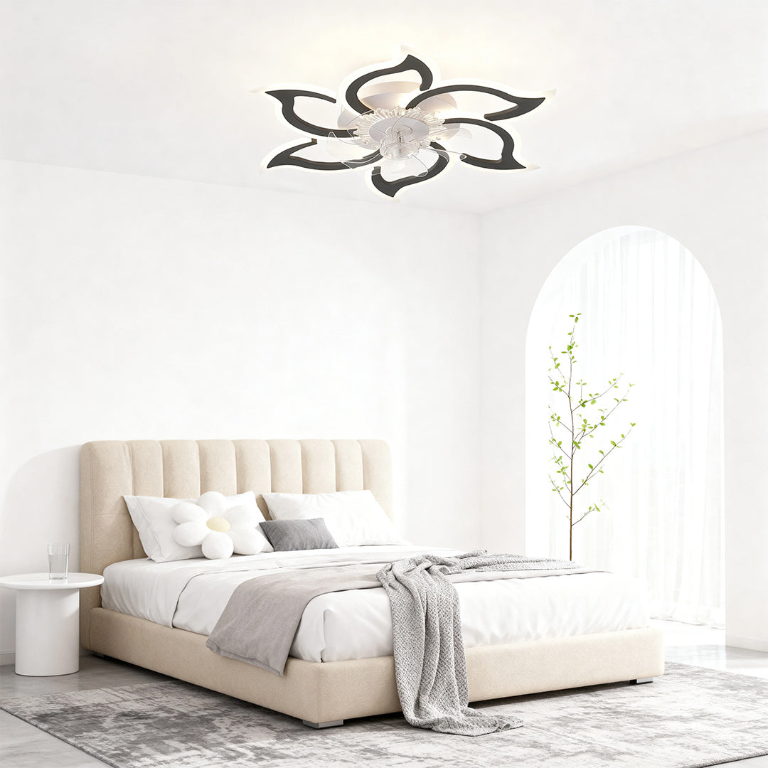 Minimalist White Ceiling Fan Light Fixture for Bedroom or Living Room
