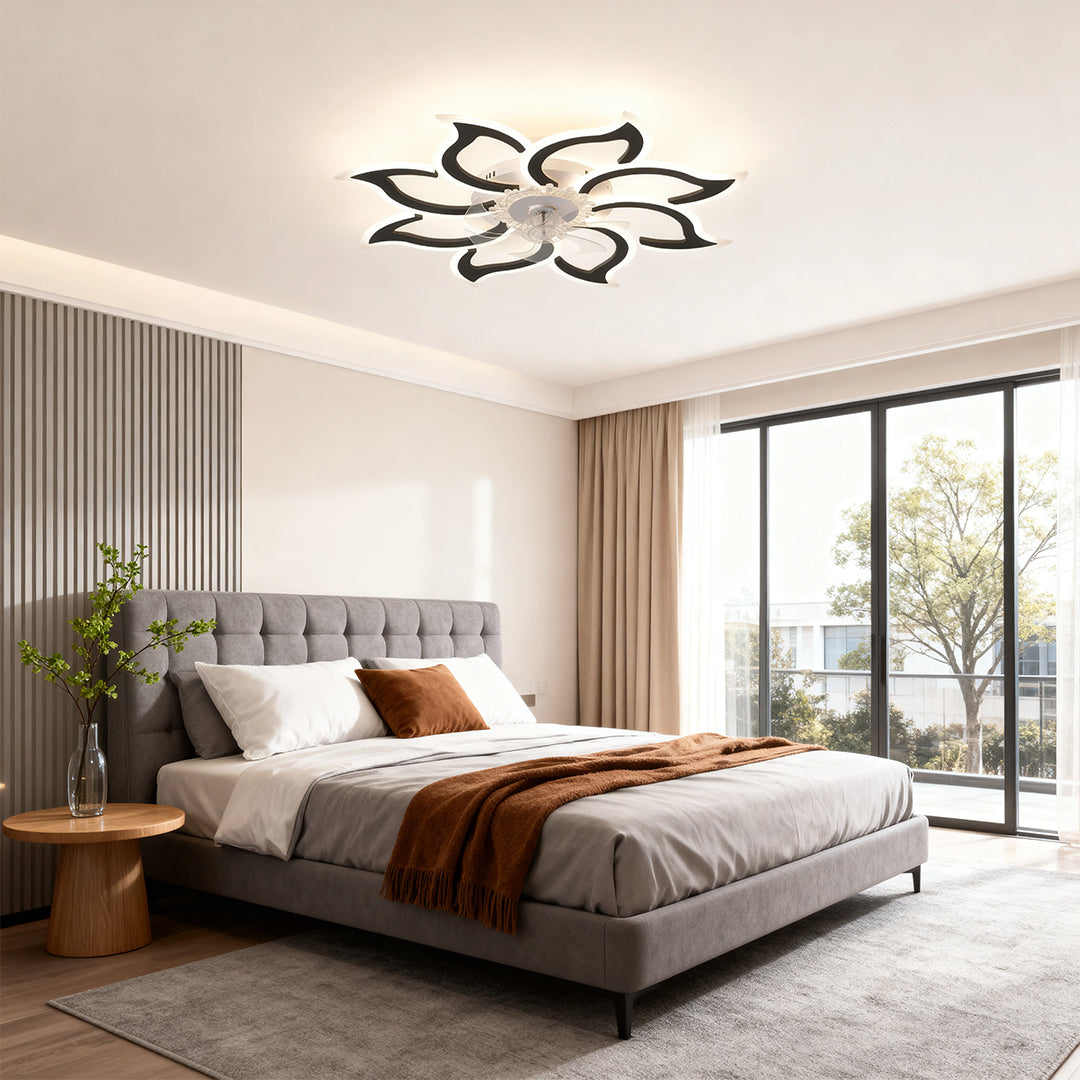 Minimalist White Ceiling Fan Light Fixture for Bedroom or Living Room