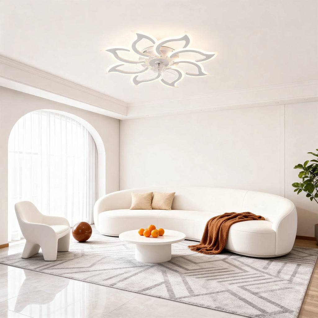 Minimalist White Ceiling Fan Light Fixture for Bedroom or Living Room