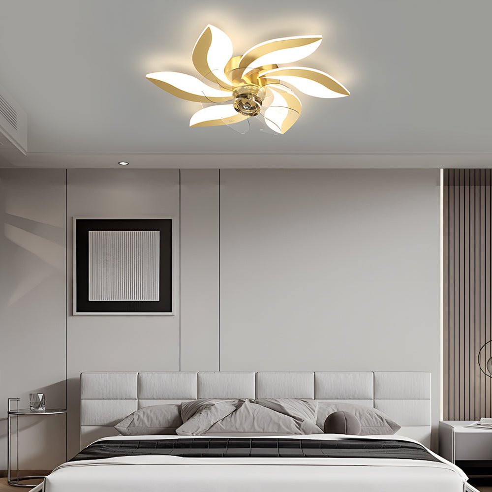 Modern Floral Design 3-Step Dimming Ceiling Fan with Light for Living Room