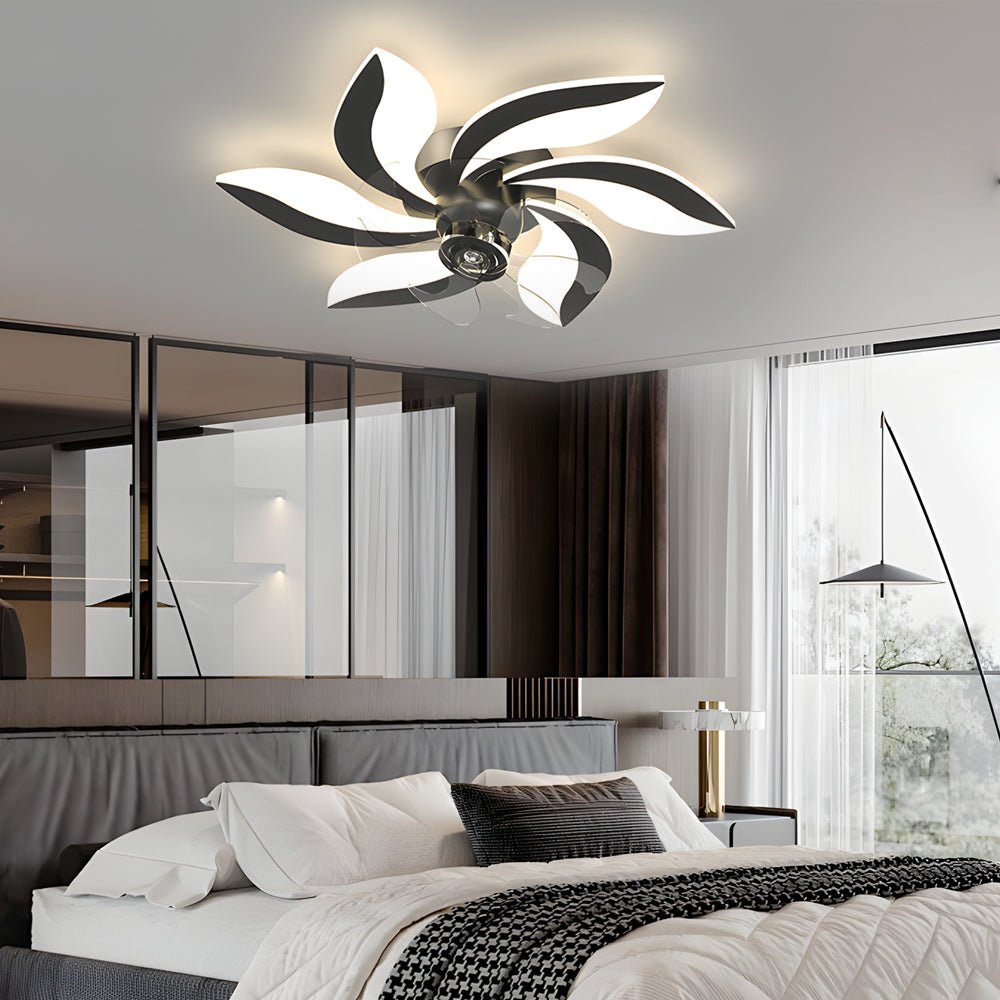 Modern Floral Design 3-Step Dimming Ceiling Fan with Light for Living Room