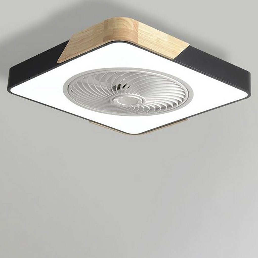 Sleek White Bladeless LED Flush Mount Ceiling Fan with Remote for Bedrooms