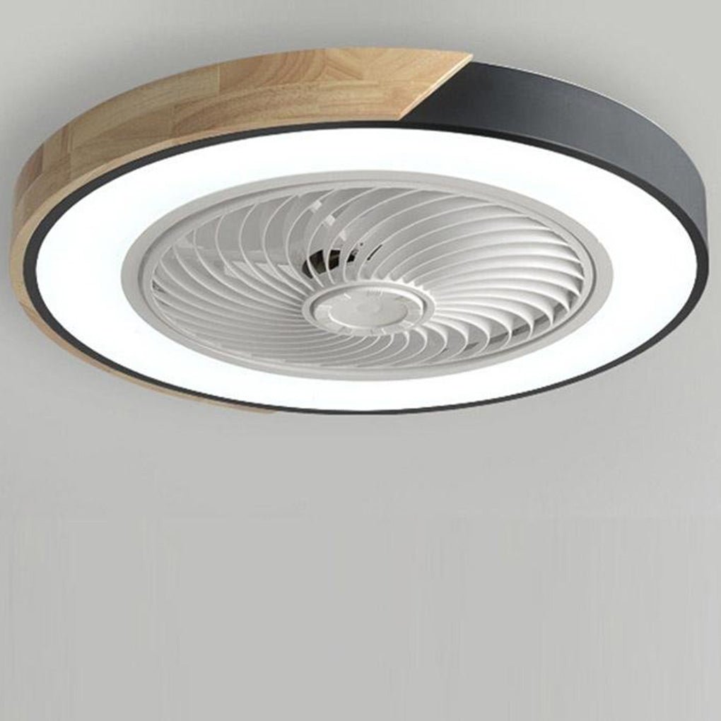 Modern Bladeless Flush Ceiling Fan with Light Remote for Living Room