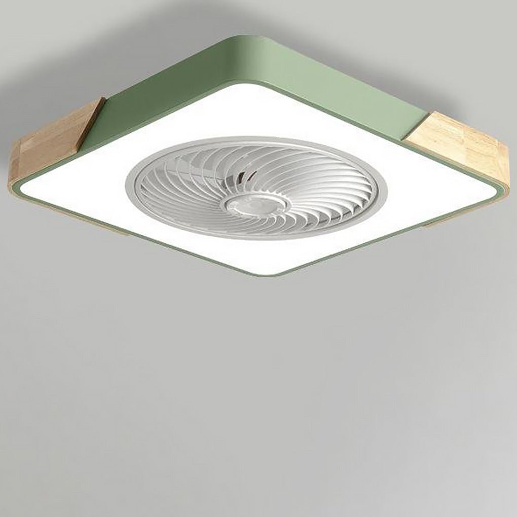 Sleek White Bladeless LED Flush Mount Ceiling Fan with Remote for Bedrooms