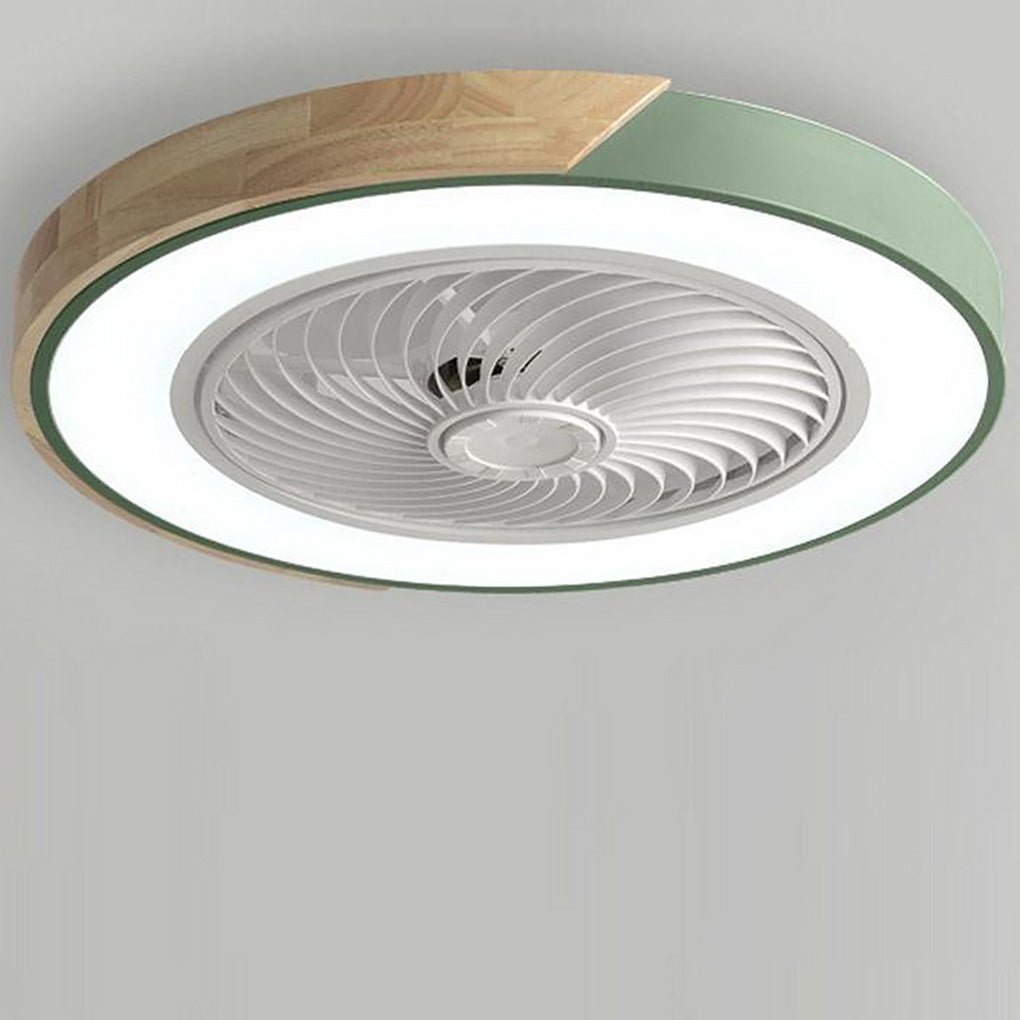 Sleek White Bladeless LED Flush Mount Ceiling Fan with Remote for Bedrooms
