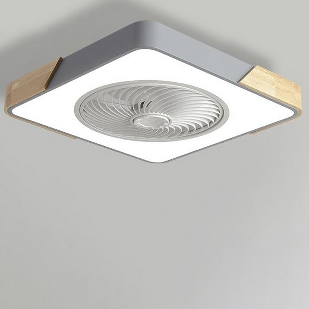 Sleek White Bladeless LED Flush Mount Ceiling Fan with Remote for Bedrooms