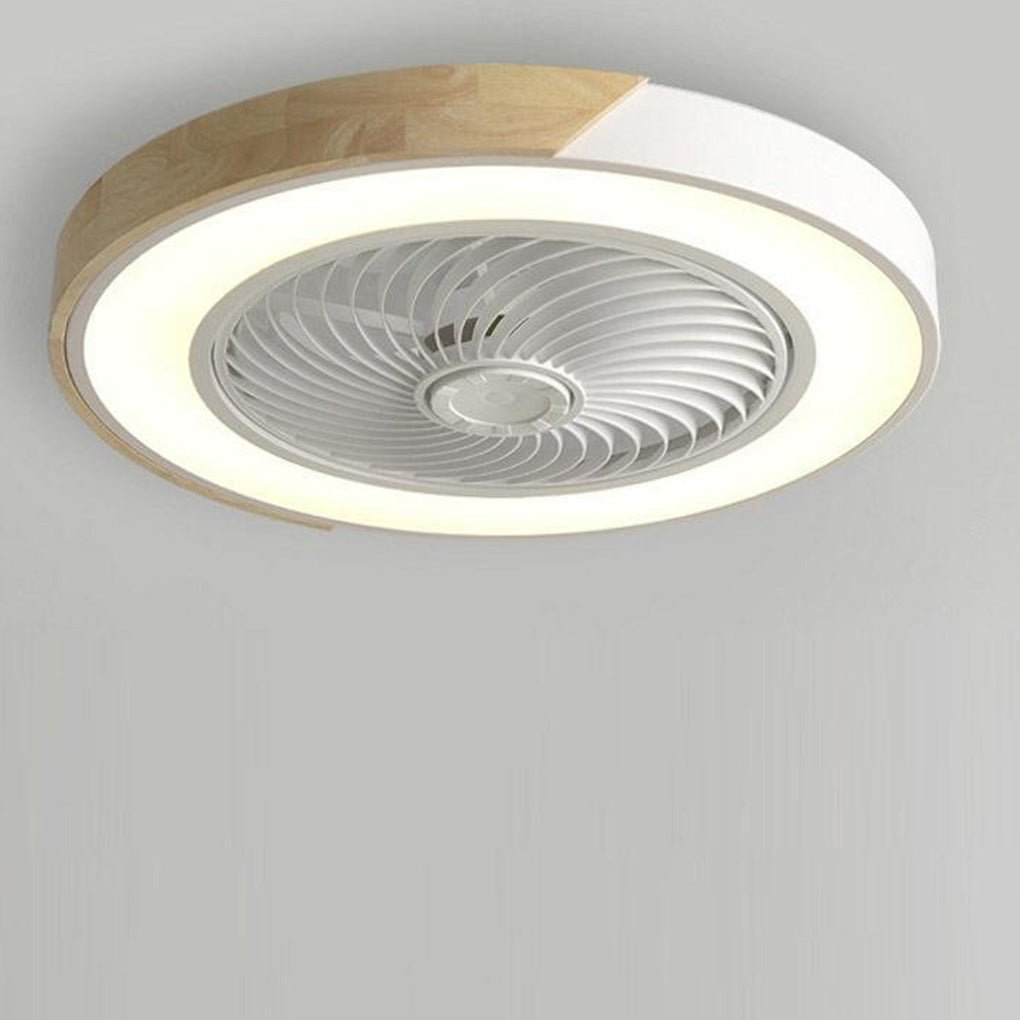 Modern Bladeless Flush Ceiling Fan with Light Remote for Living Room