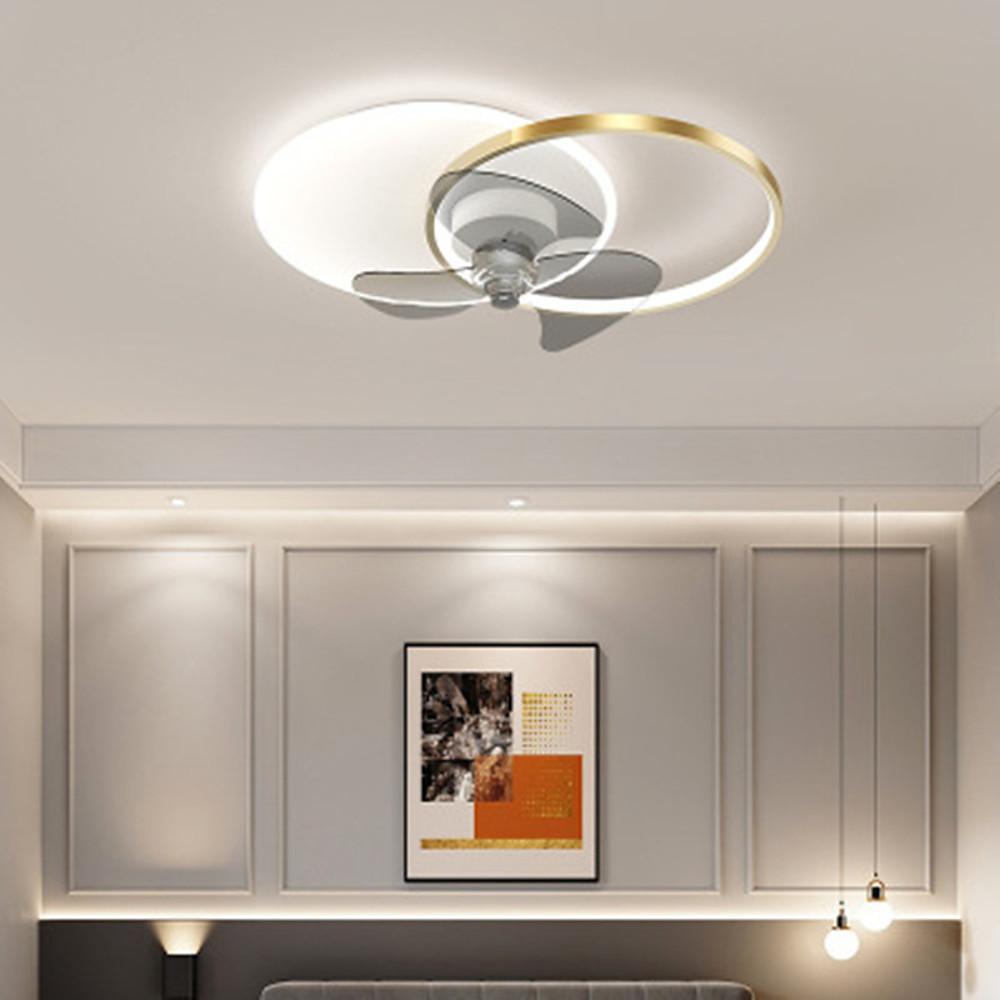 Modern Black and White Metal Ceiling Fan with Lights for Living Room