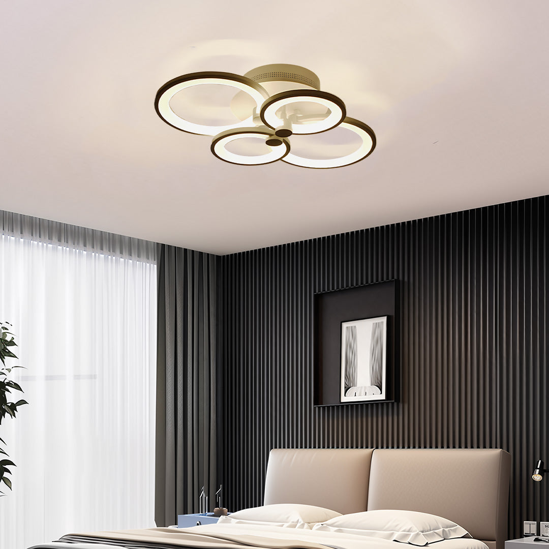 Elegant Modern Overlapping Ring Ceiling Light Fixture in Gold for Living Room