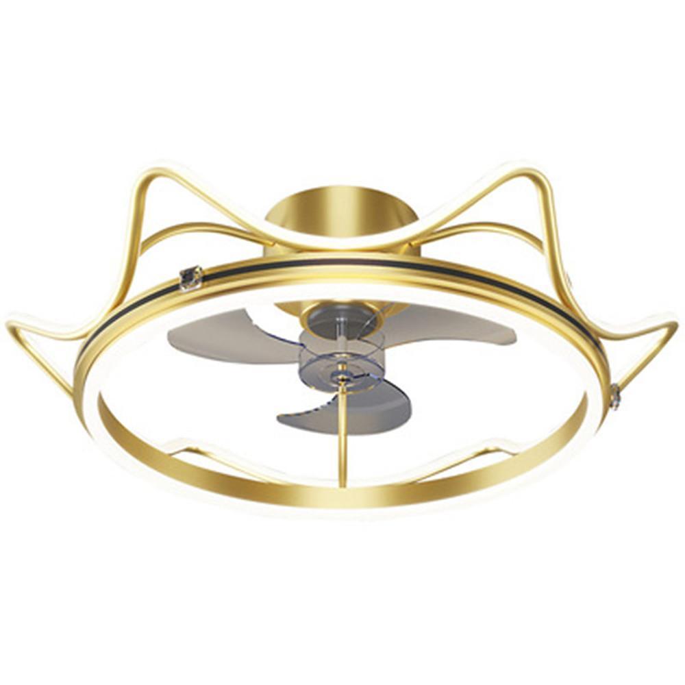 Gold Crown Shaped Bladeless Ceiling Fan Light with LED for Bedrooms