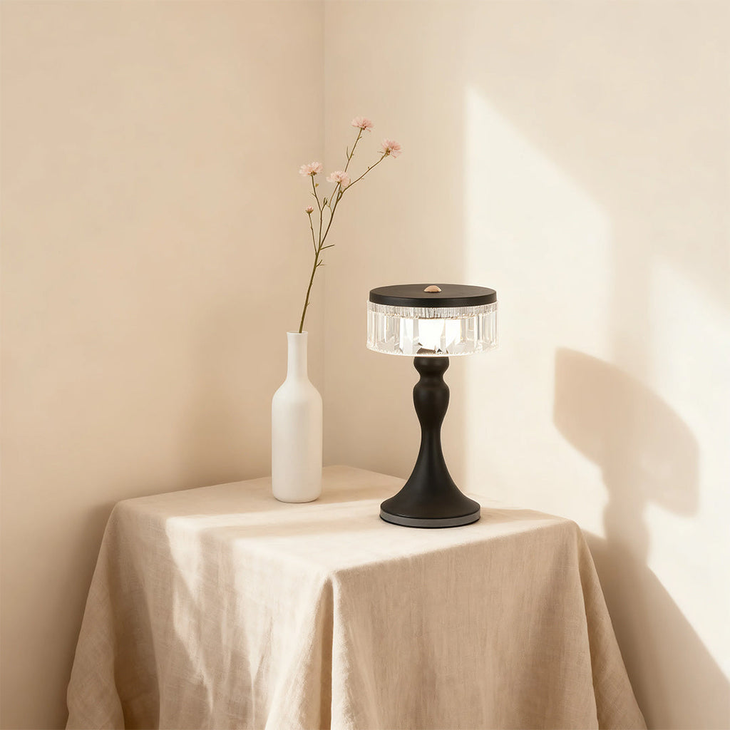 Nordic Minimalist Black Forged Iron and Acrylic Table Lamps for Living Room