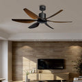 Modern 66-Inch Black Silent Ceiling Fan with Dimmable LED Light & Remote
