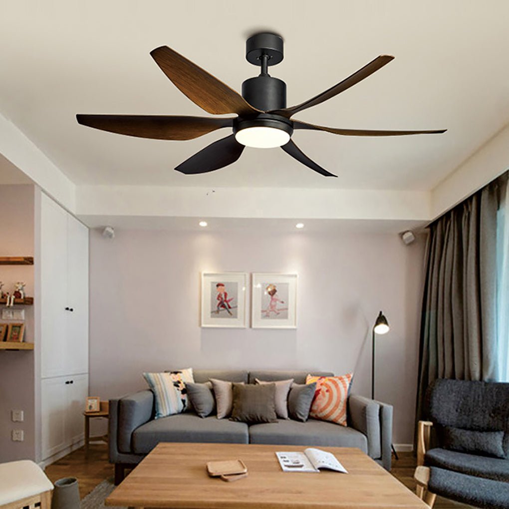 Modern 66-Inch Black Silent Ceiling Fan with Dimmable LED Light & Remote