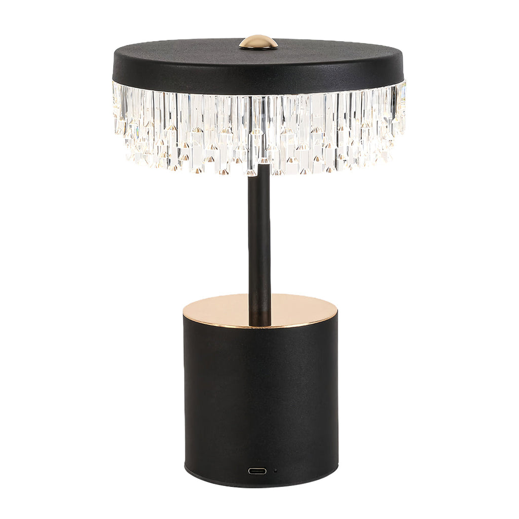 Minimalist USB Charging Fringe Table Lamp in White Metal for Bedroom