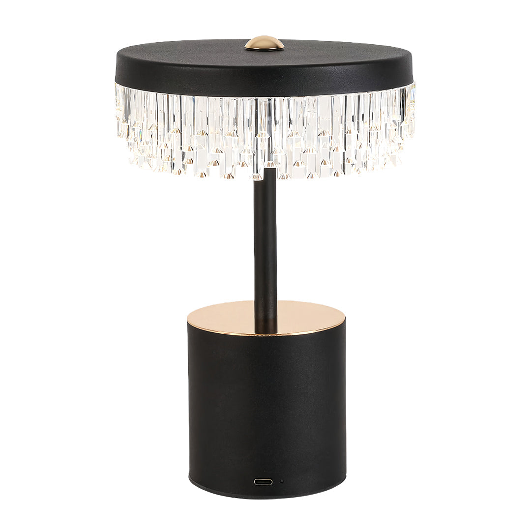 Minimalist USB Charging Fringe Table Lamp in White Metal for Bedroom