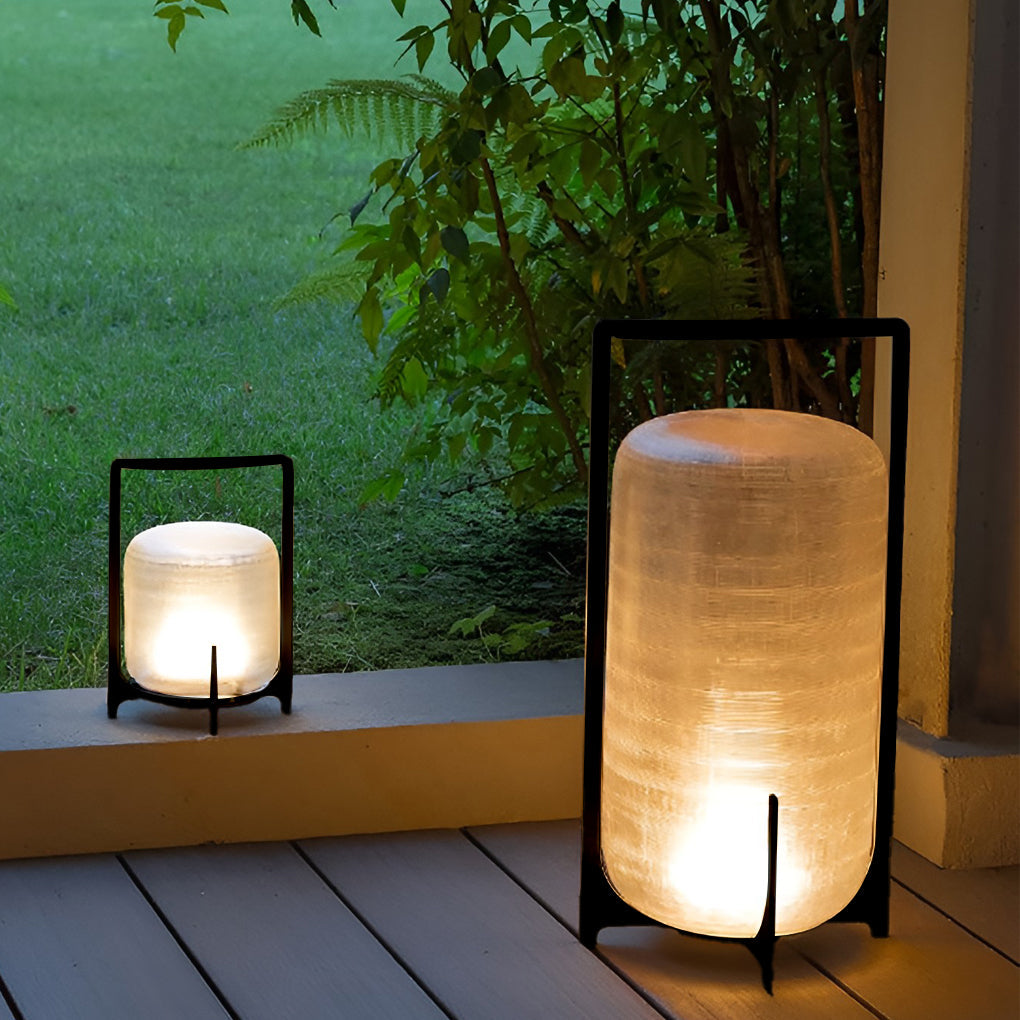 Sleek Black Waterproof LED Lantern for Outdoor Patios and Gardens