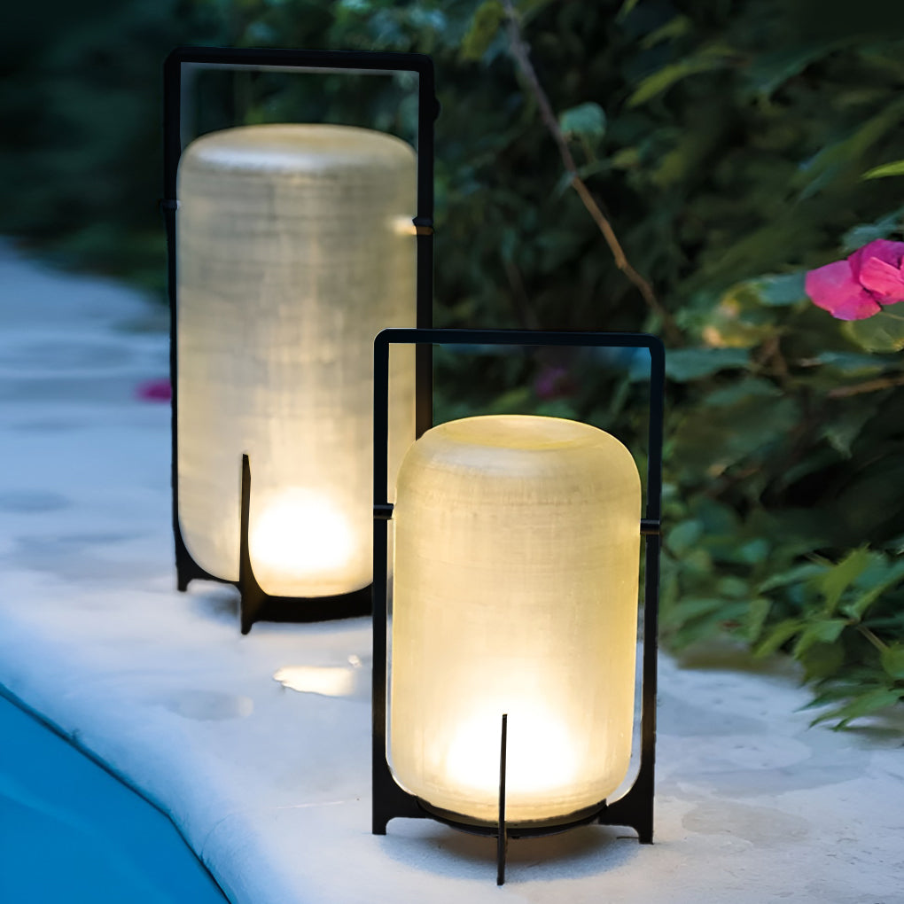 Sleek Black Waterproof LED Lantern for Outdoor Patios and Gardens