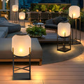 Rustic Black Metal LED Floor Lantern for Garden Patio Indoor Use