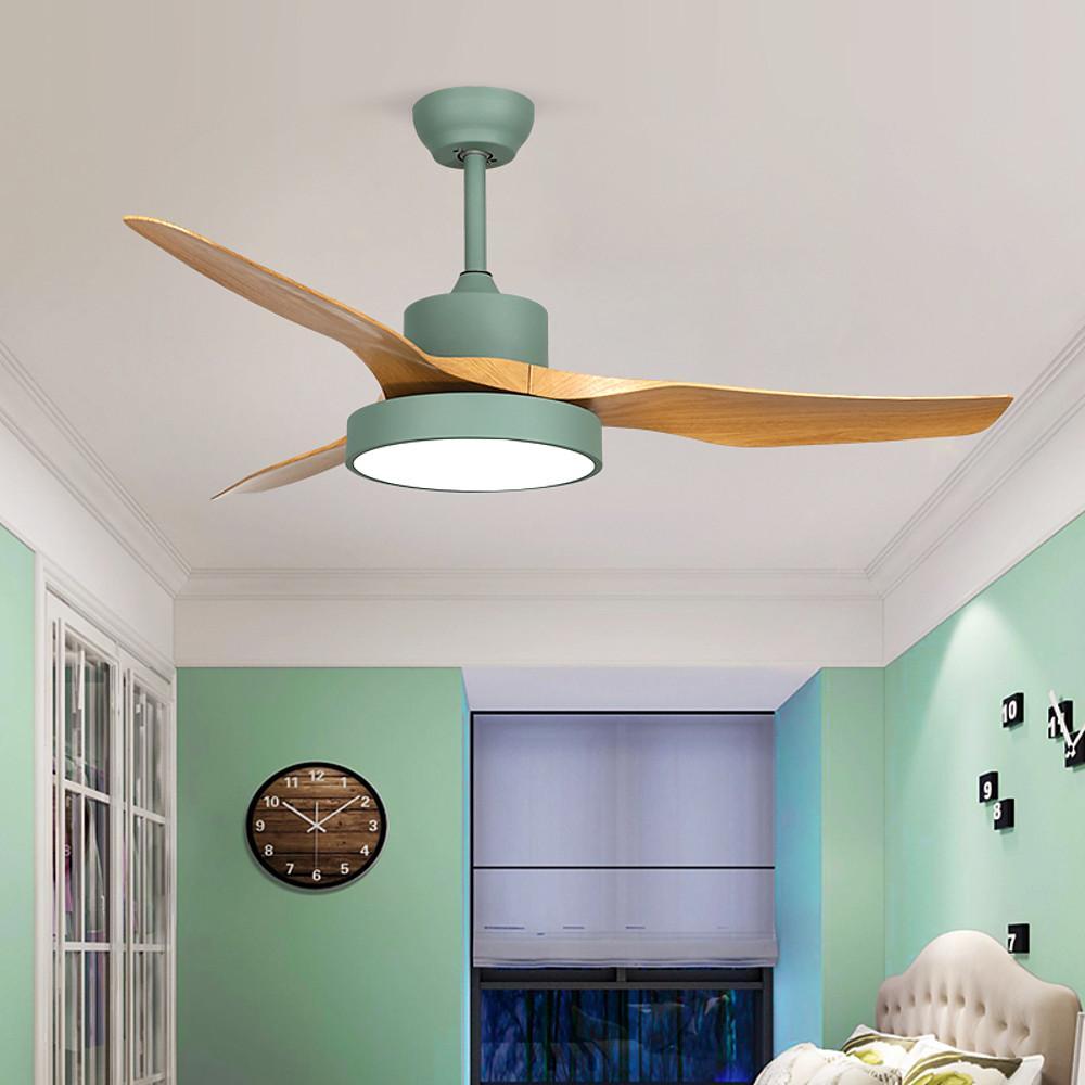 Rustic 3-Blade Wood Ceiling Fan with LED Light for Living Room Bedroom