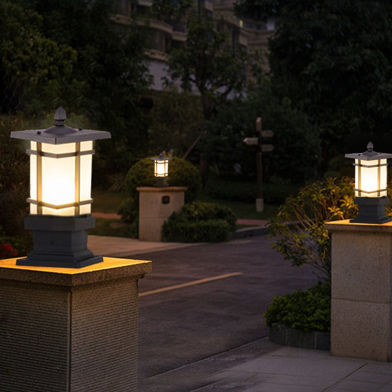 Vintage Black Pavilion-Style Garden Bollard Light for Outdoor Spaces