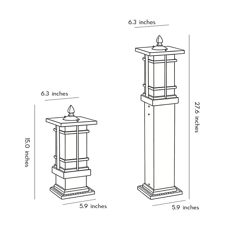 Vintage Black Pavilion-Style Garden Bollard Light for Outdoor Spaces