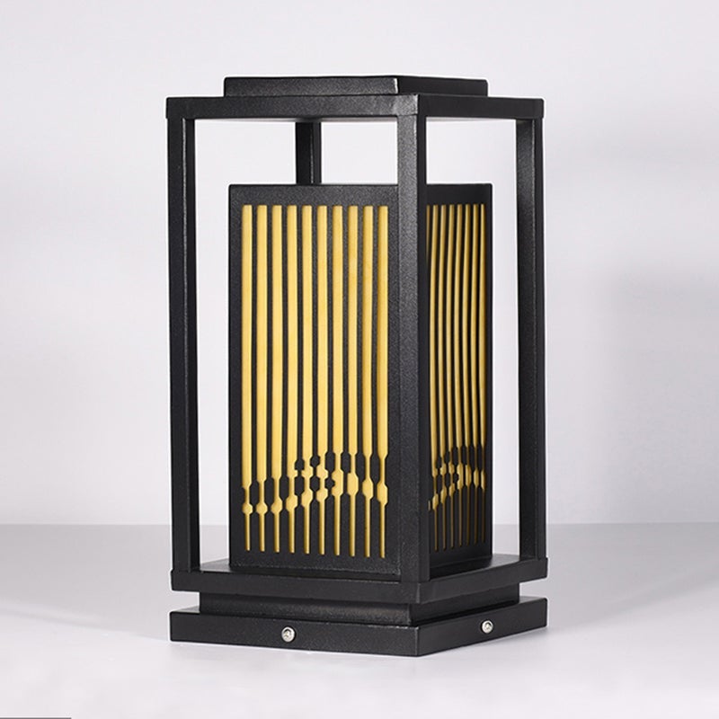 Modern Black Striped Garden Bollard Lights for Outdoor Pathway Lighting