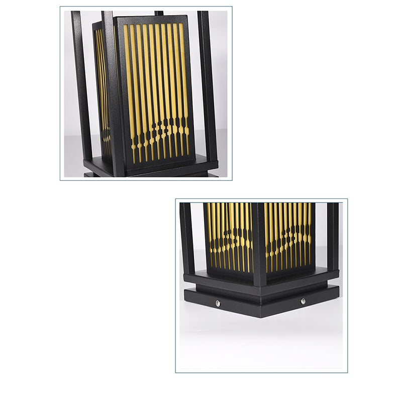 Modern Black Striped Garden Bollard Lights for Outdoor Pathway Lighting