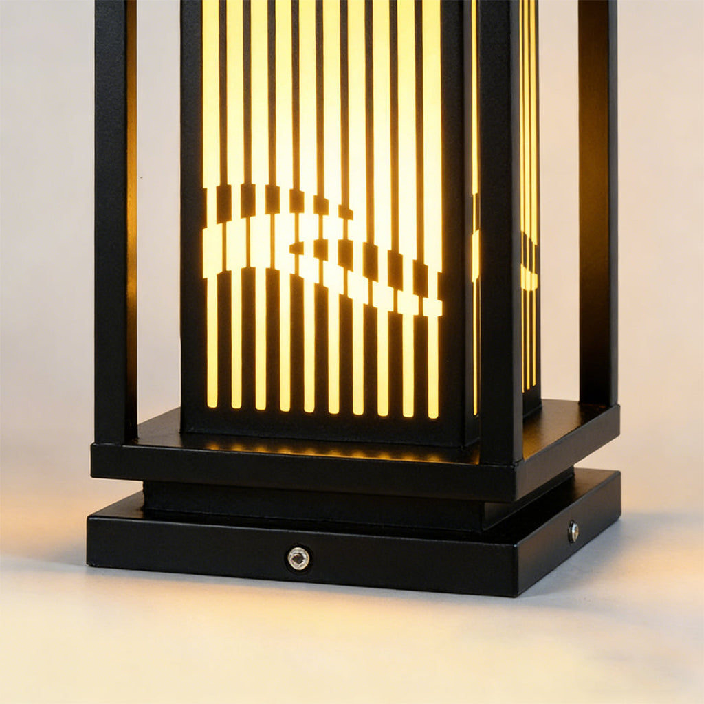 Modern Black Striped Garden Bollard Lights for Outdoor Pathway Lighting