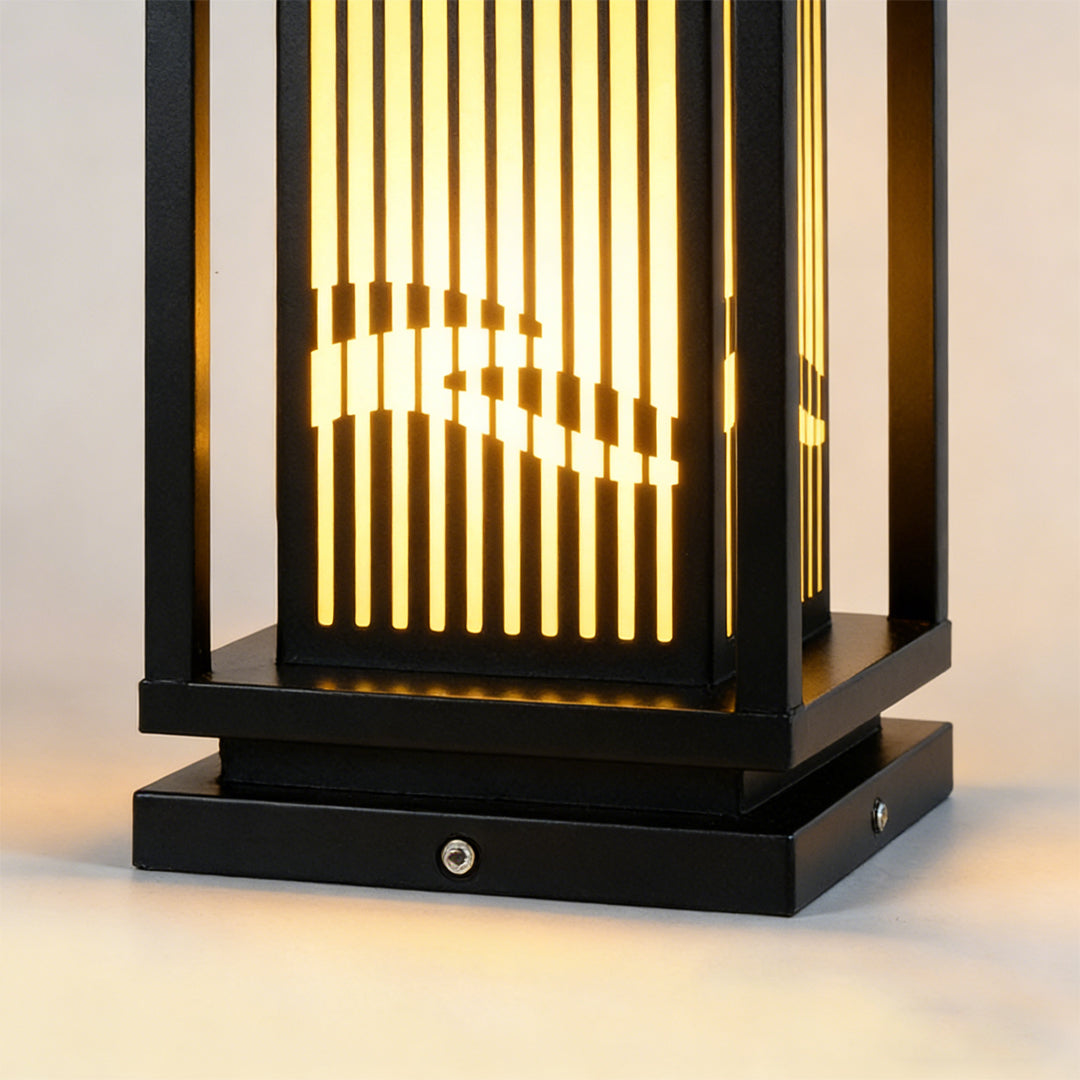 Modern Black Striped Garden Bollard Lights for Outdoor Pathway Lighting