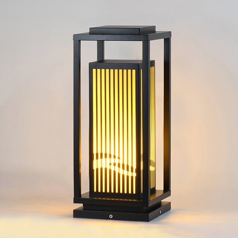 Modern Black Striped Garden Bollard Lights for Outdoor Pathway Lighting