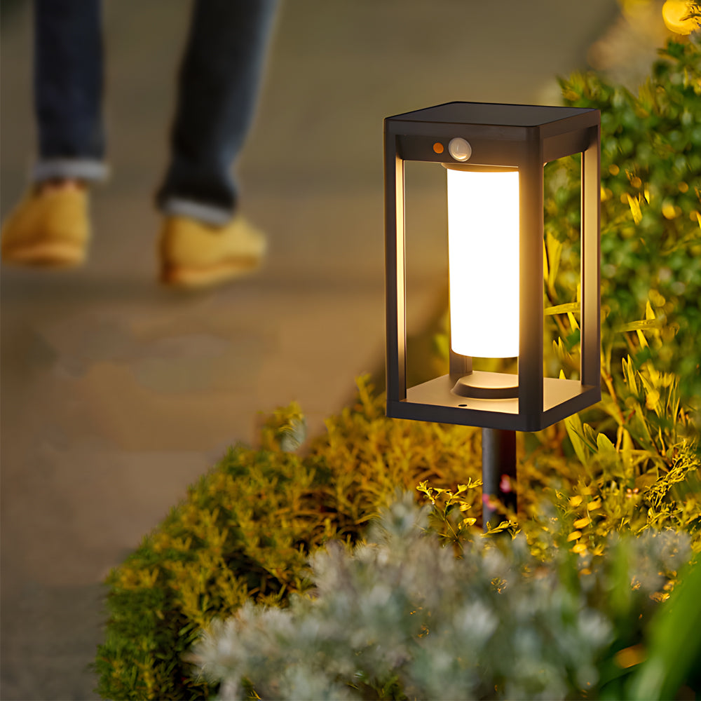 Elegant White Minimalist LED Solar Lawn Lights for Outdoor Garden Decor