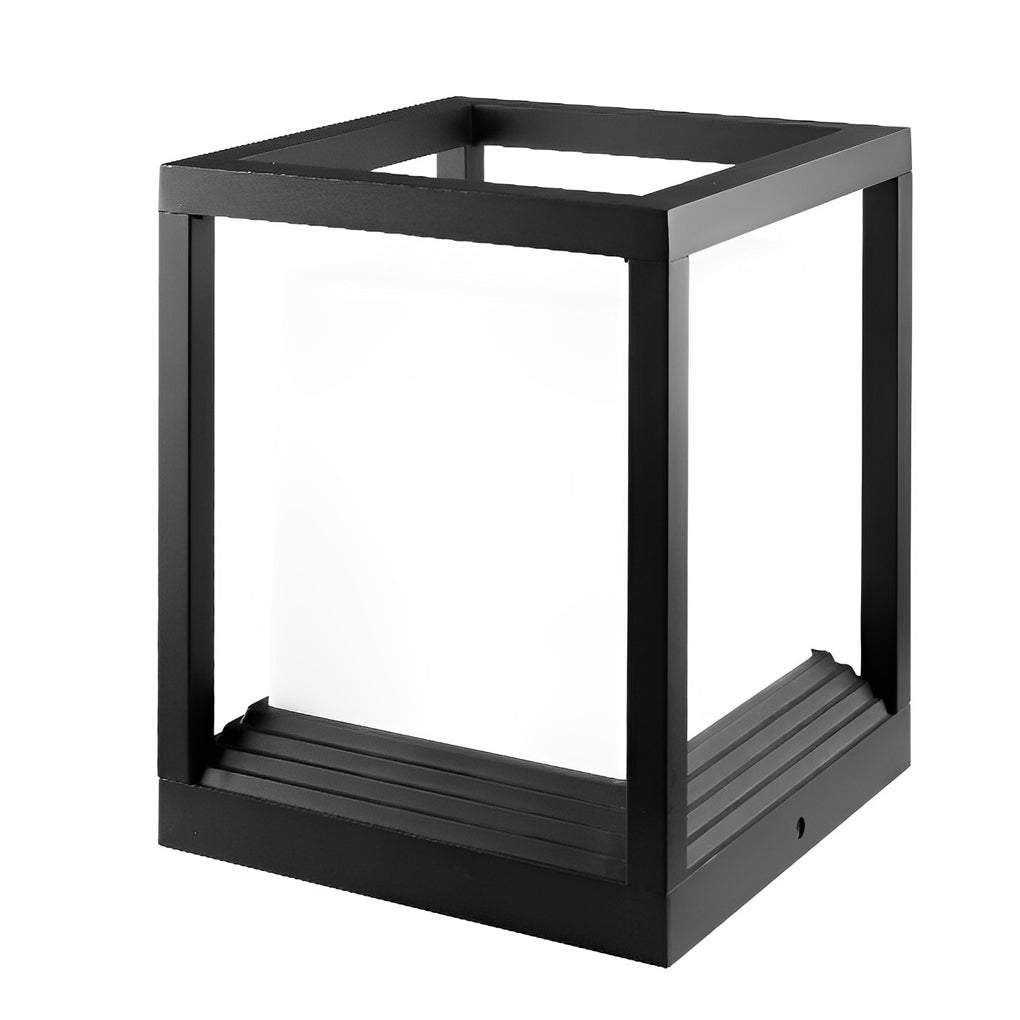 Minimalist Square Waterproof LED Garden Pedestal Light in Sleek Black