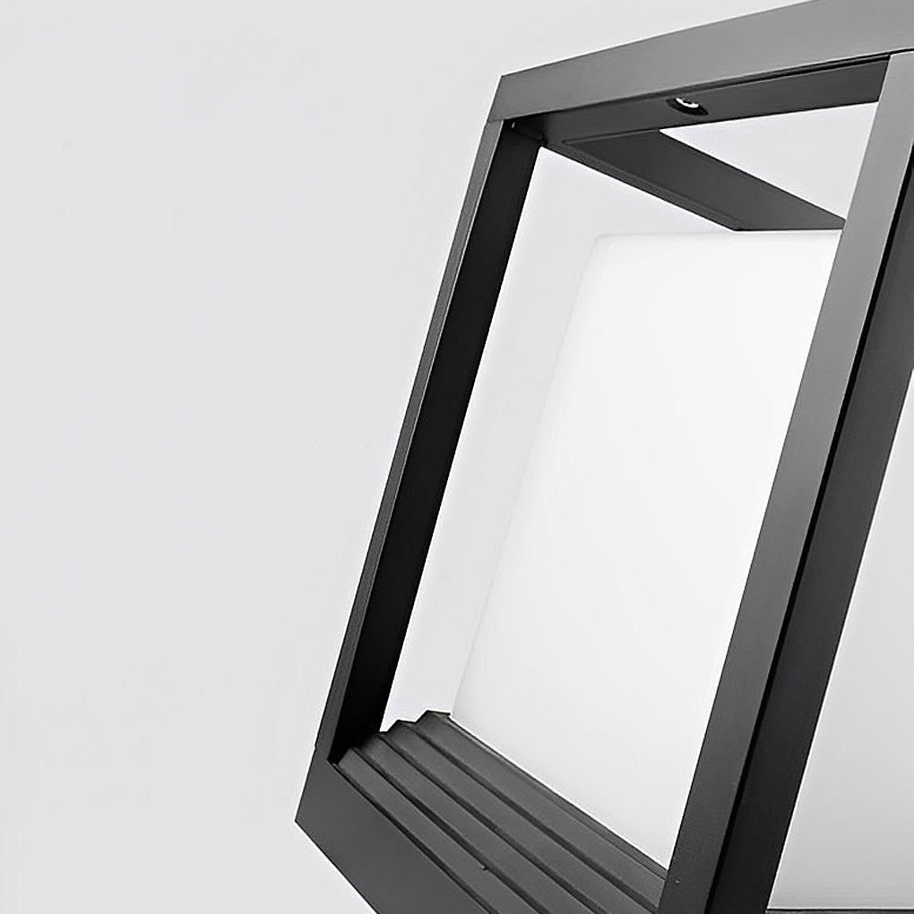 Minimalist Square Waterproof LED Garden Pedestal Light in Sleek Black