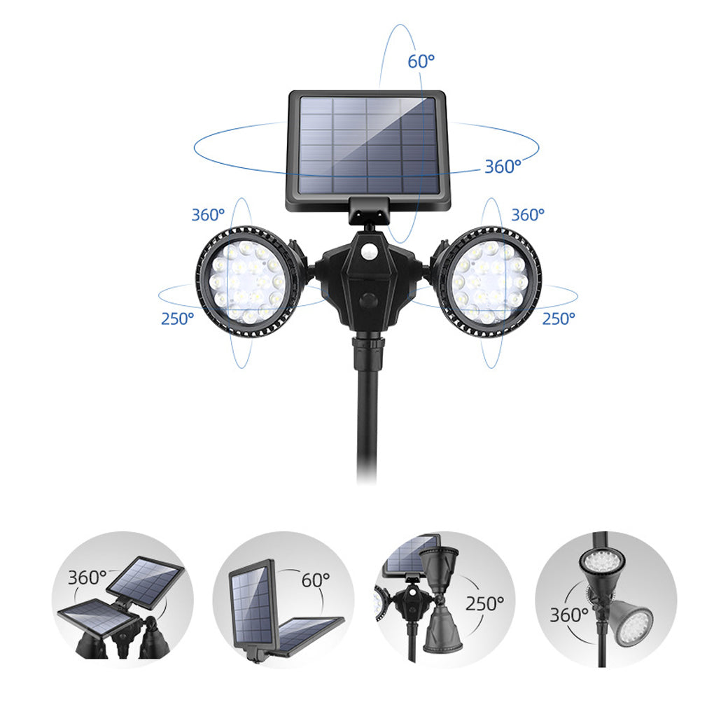 Solar-Powered Outdoor Motion Sensor LED Garden Spotlight Light Fixture
