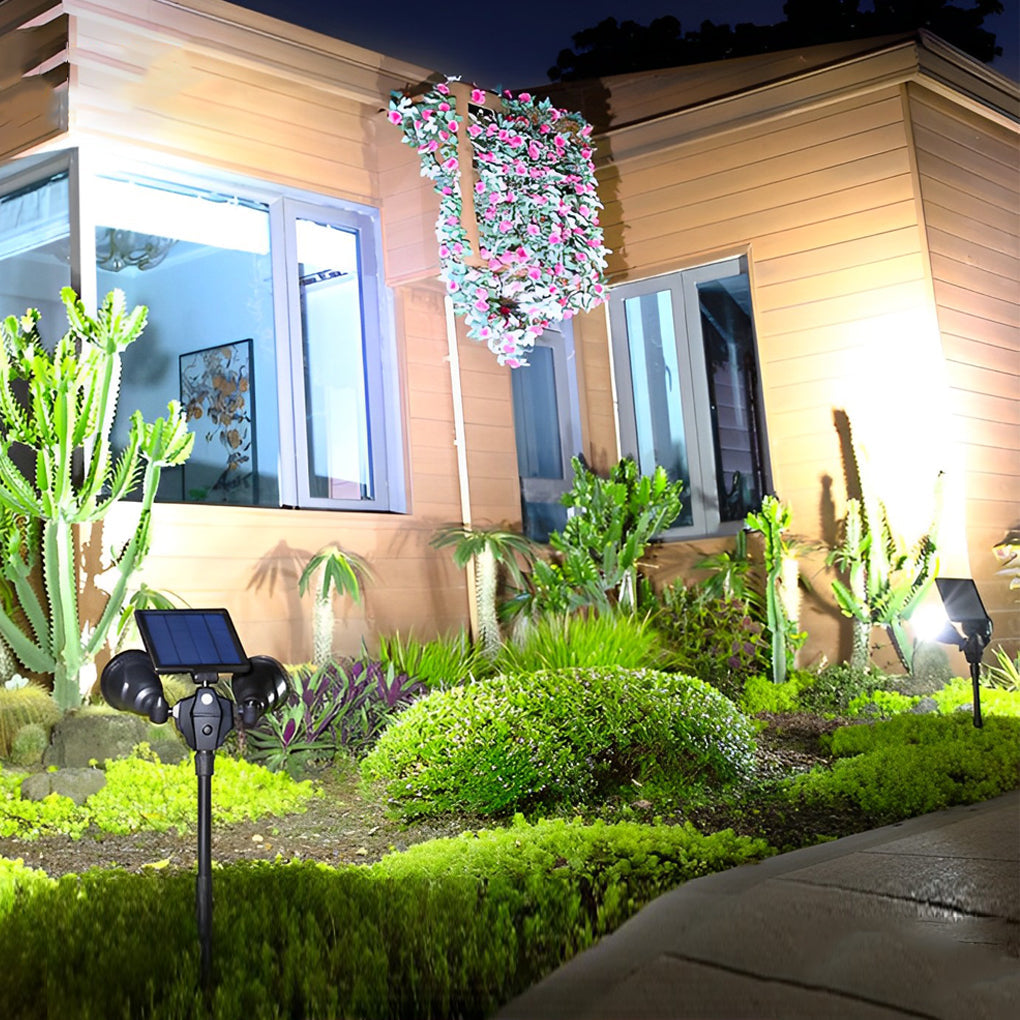 Solar-Powered Outdoor Motion Sensor LED Garden Spotlight Light Fixture