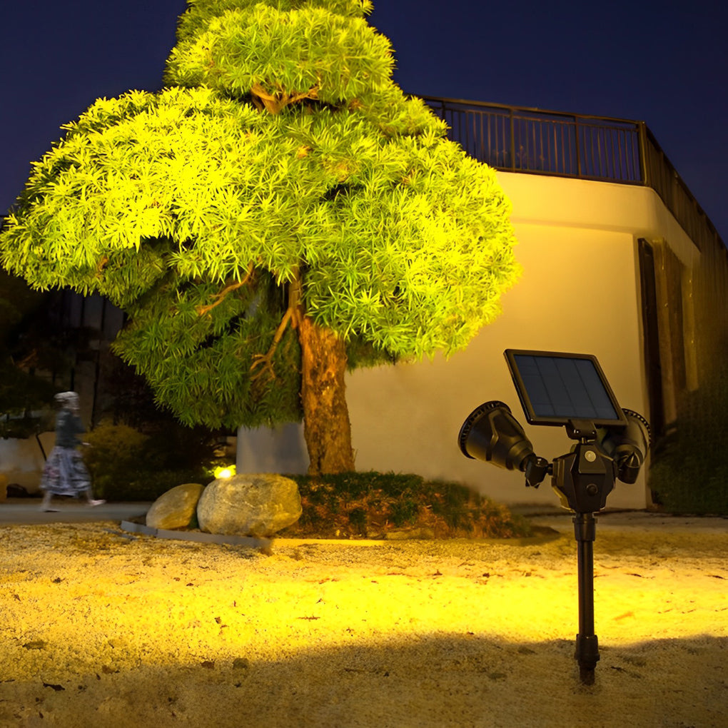 Solar-Powered Outdoor Motion Sensor LED Garden Spotlight Light Fixture