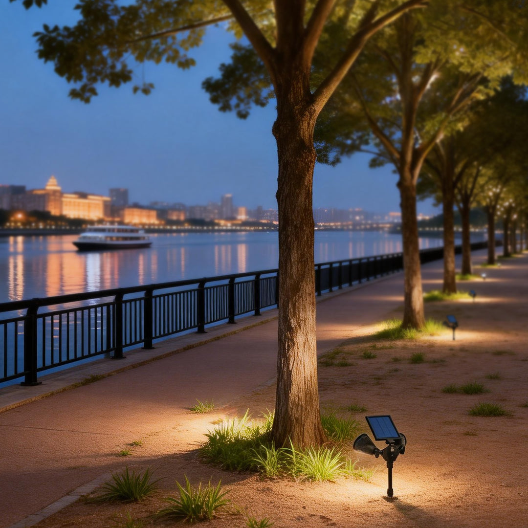 Solar-Powered Outdoor Motion Sensor LED Garden Spotlight Light Fixture