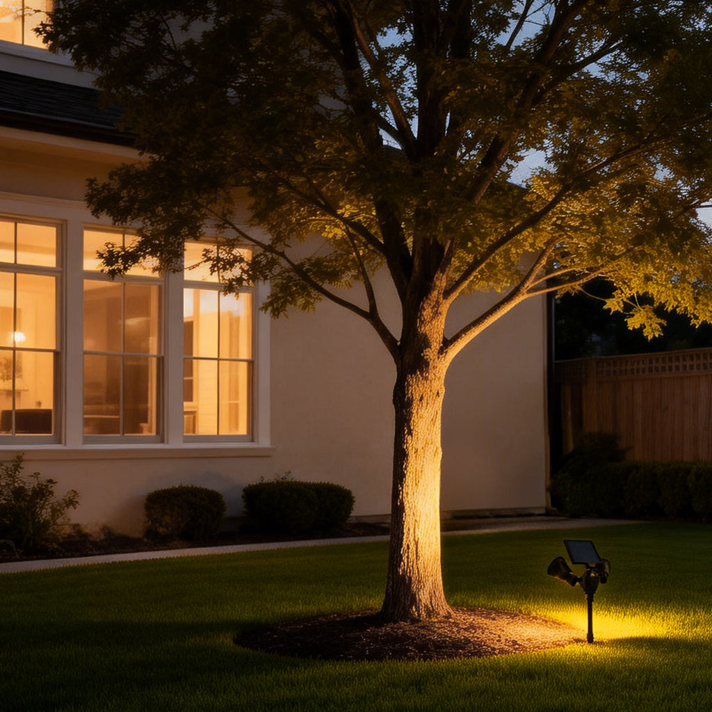 Solar-Powered Outdoor Motion Sensor LED Garden Spotlight Light Fixture