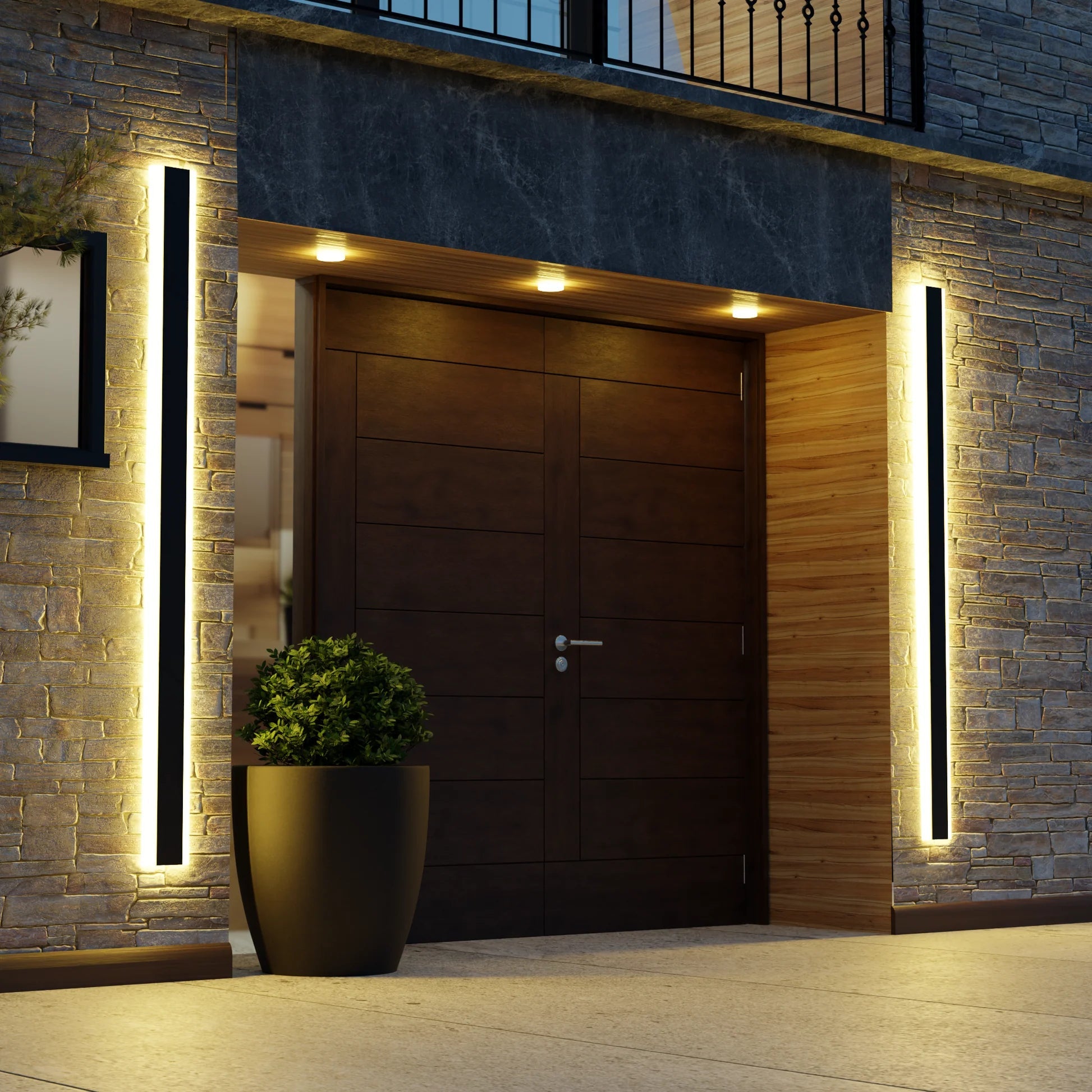 Sleek Black Waterproof LED Wall Light Fixture for Outdoor Patios & Gardens