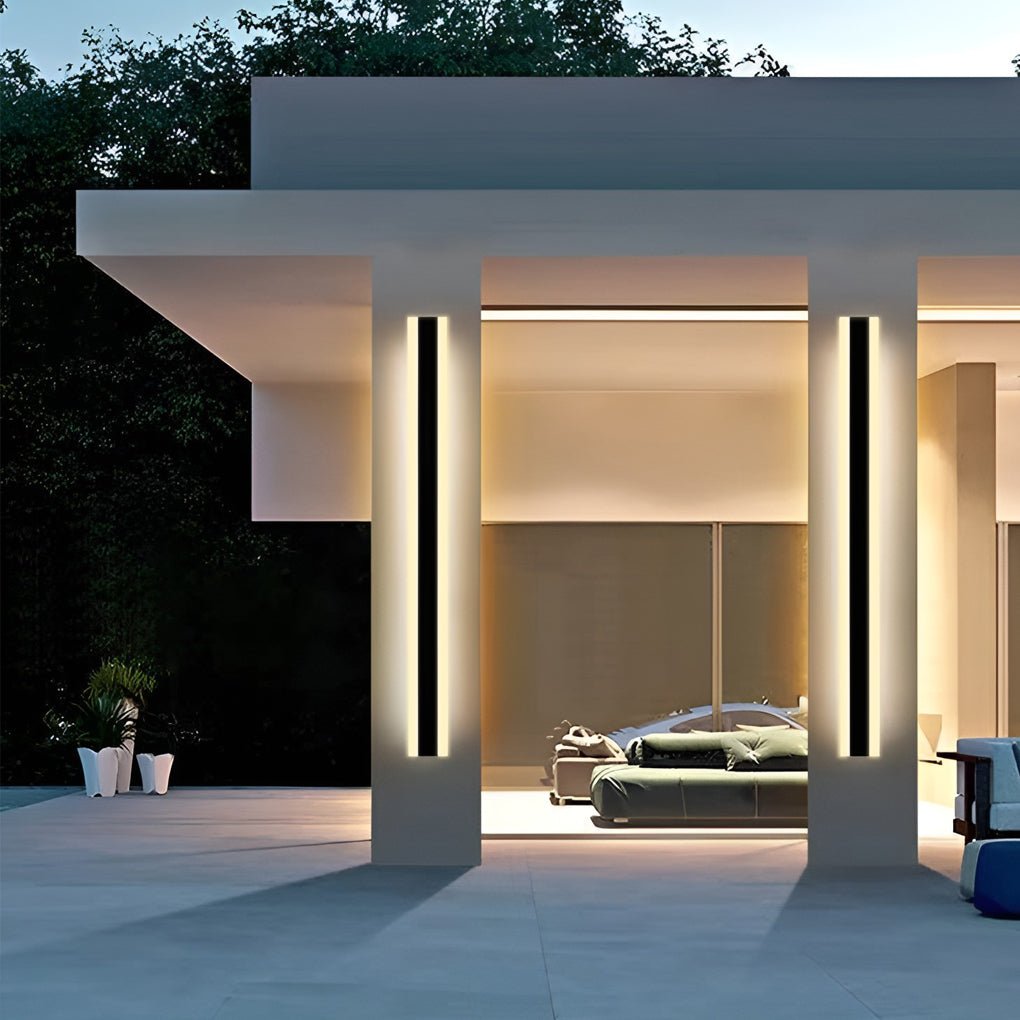 Sleek Black Waterproof LED Wall Light Fixture for Outdoor Patios & Gardens