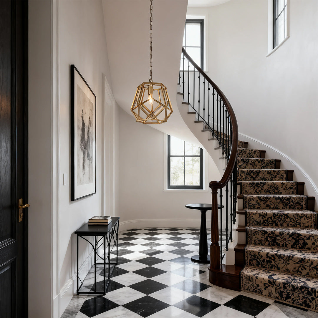 Modern Gold Geometric Hanging Pendant Light for Dining Room & Living Room