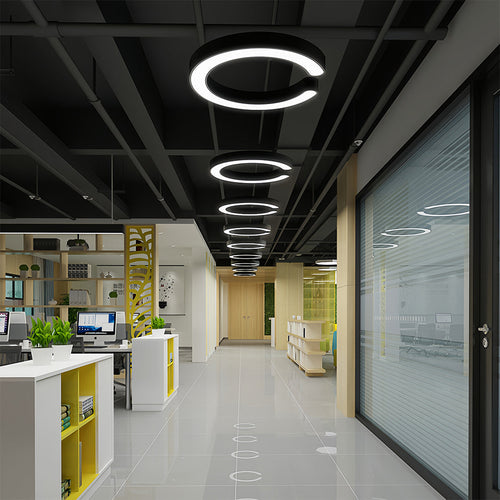 Contemporary Black Geometric Pendant Light - Iron & Acrylic Ceiling Fixture