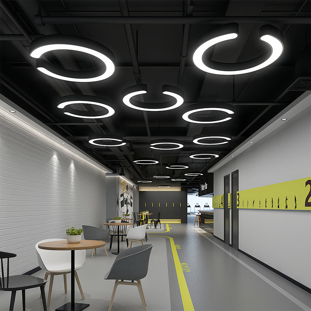 Contemporary Black Geometric Pendant Light - Iron & Acrylic Ceiling Fixture