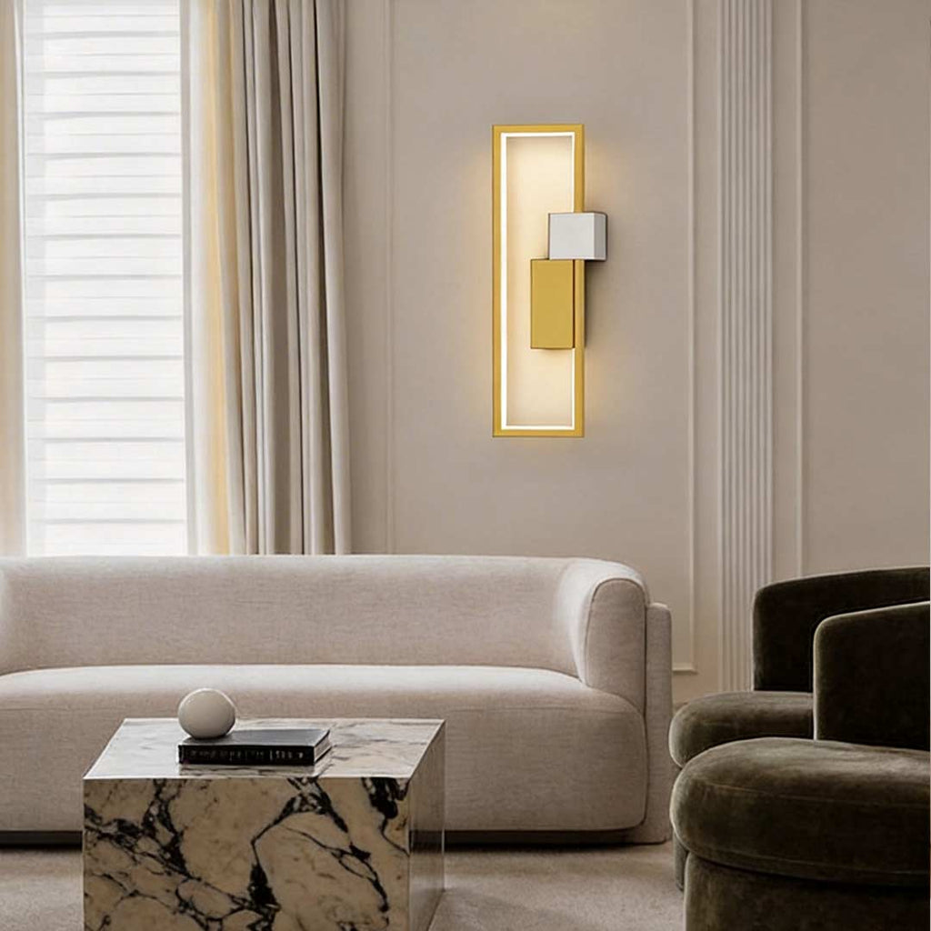 Nordic Geometric LED Wall Sconce Light in Matte Black for Living Room