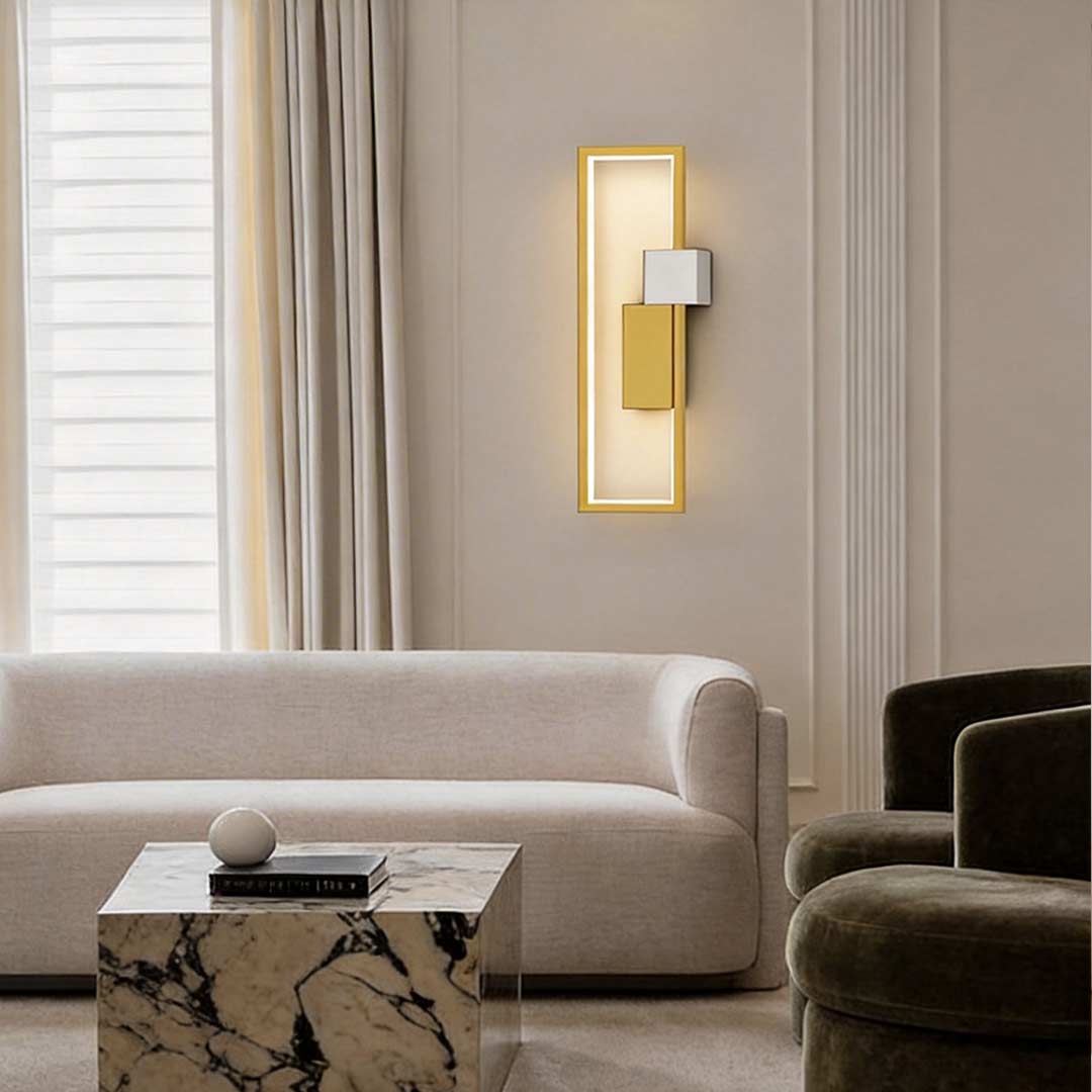 Nordic Geometric LED Wall Sconce Light in Matte Black for Living Room