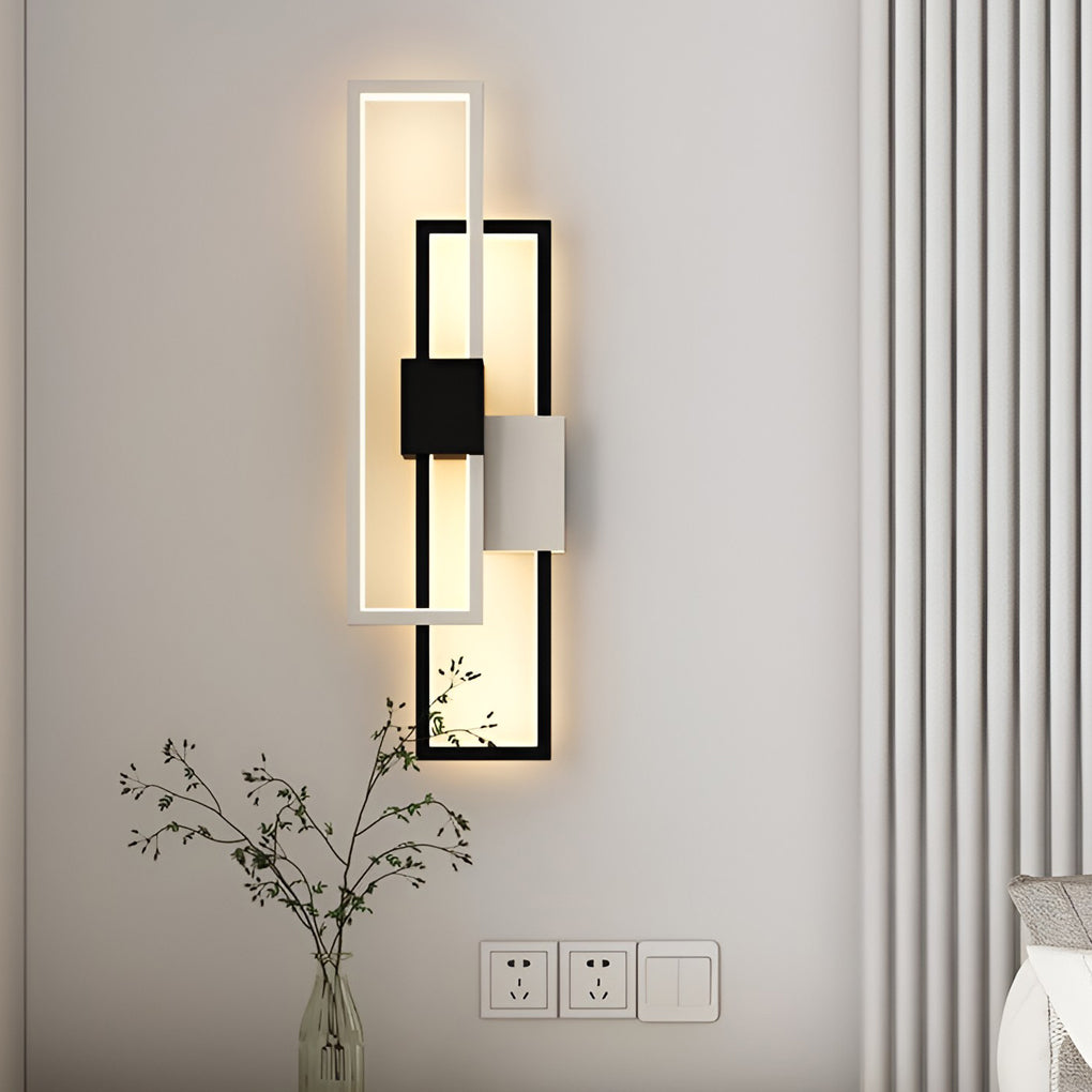 Nordic Geometric LED Wall Sconce Light in Matte Black for Living Room