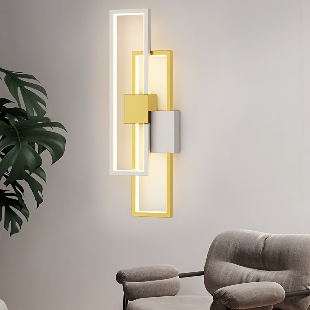 Nordic Geometric LED Wall Sconce Light in Matte Black for Living Room