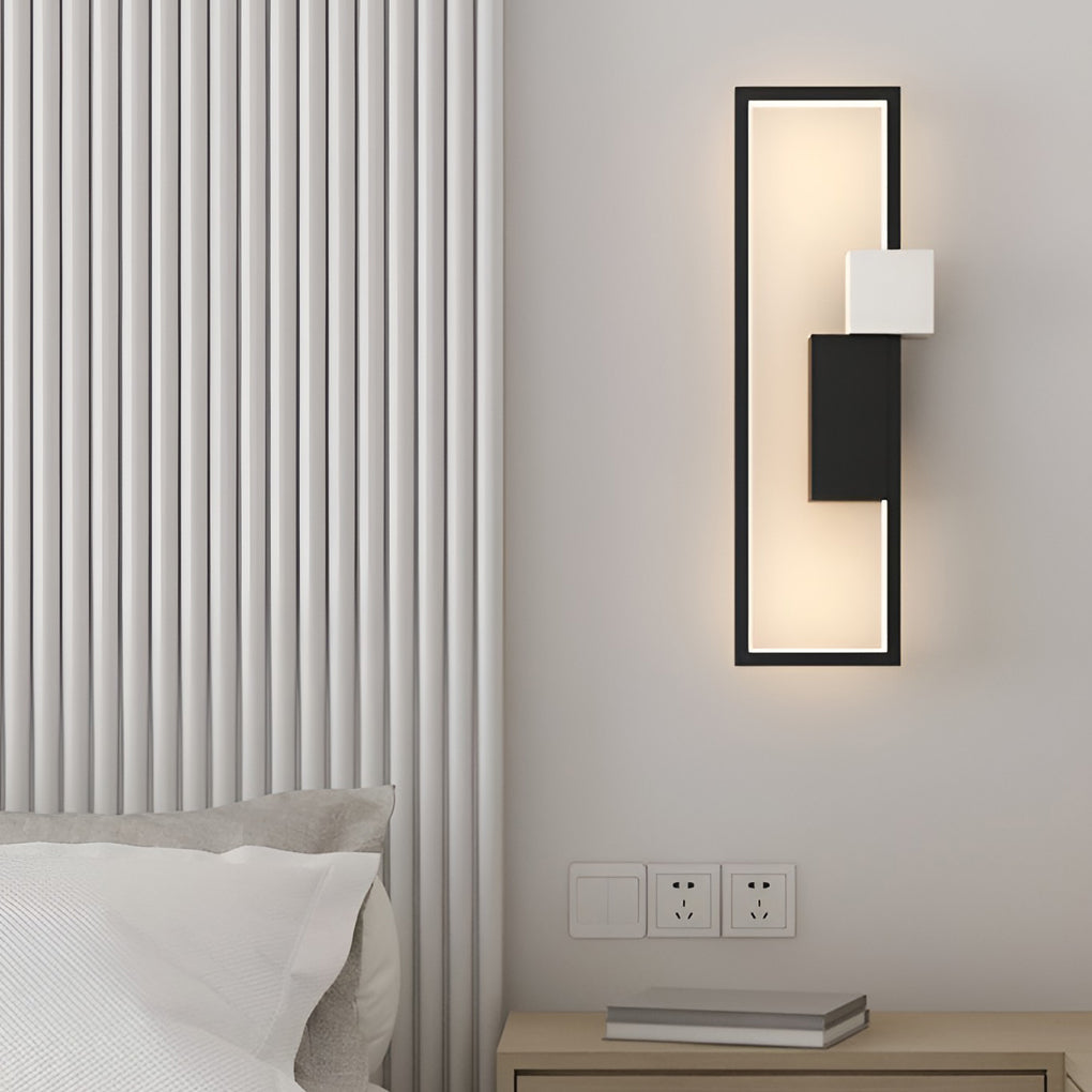 Nordic Geometric LED Wall Sconce Light in Matte Black for Living Room